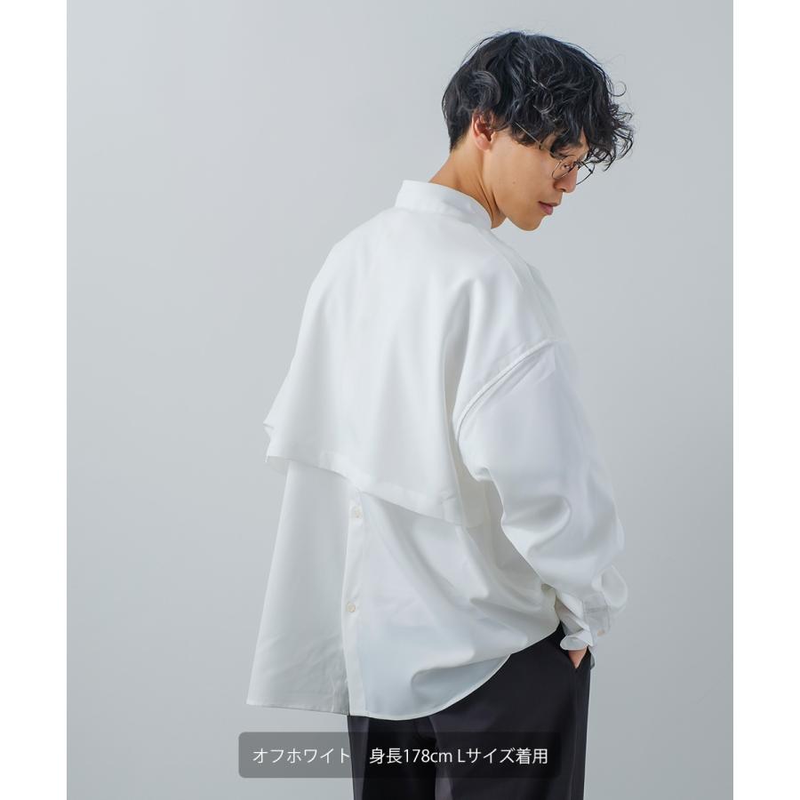 シャツ メンズ オーバーサイズ トレンチシャツ バックフライ シャツジャケット モード ベーシック トラッド シンプル カジュアル きれいめ ノームコア | improves | 03
