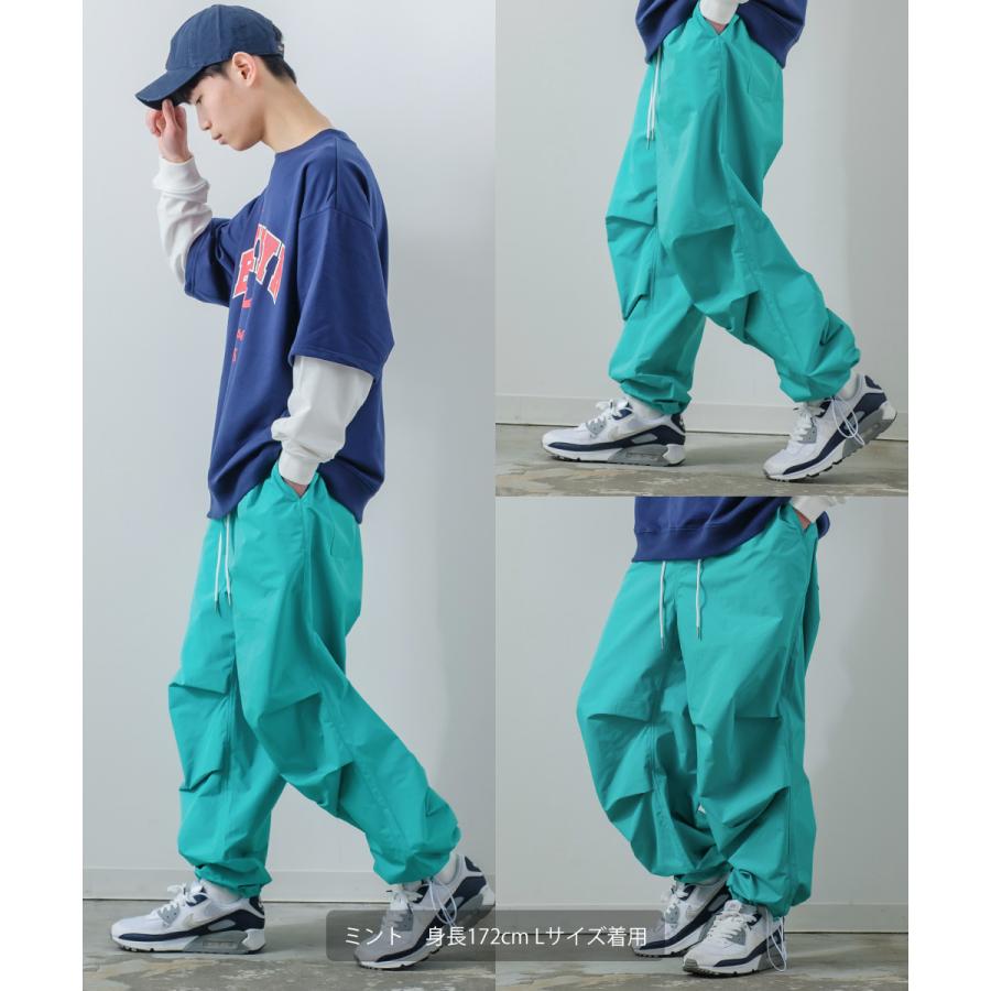 ポリナイロン ワイド ミリタリーパンツ メンズ スノーパンツ 軍パン アーミーパンツ 撥水 ツイル  タック レトロ ストリート 韓国ファッション | improves | 05