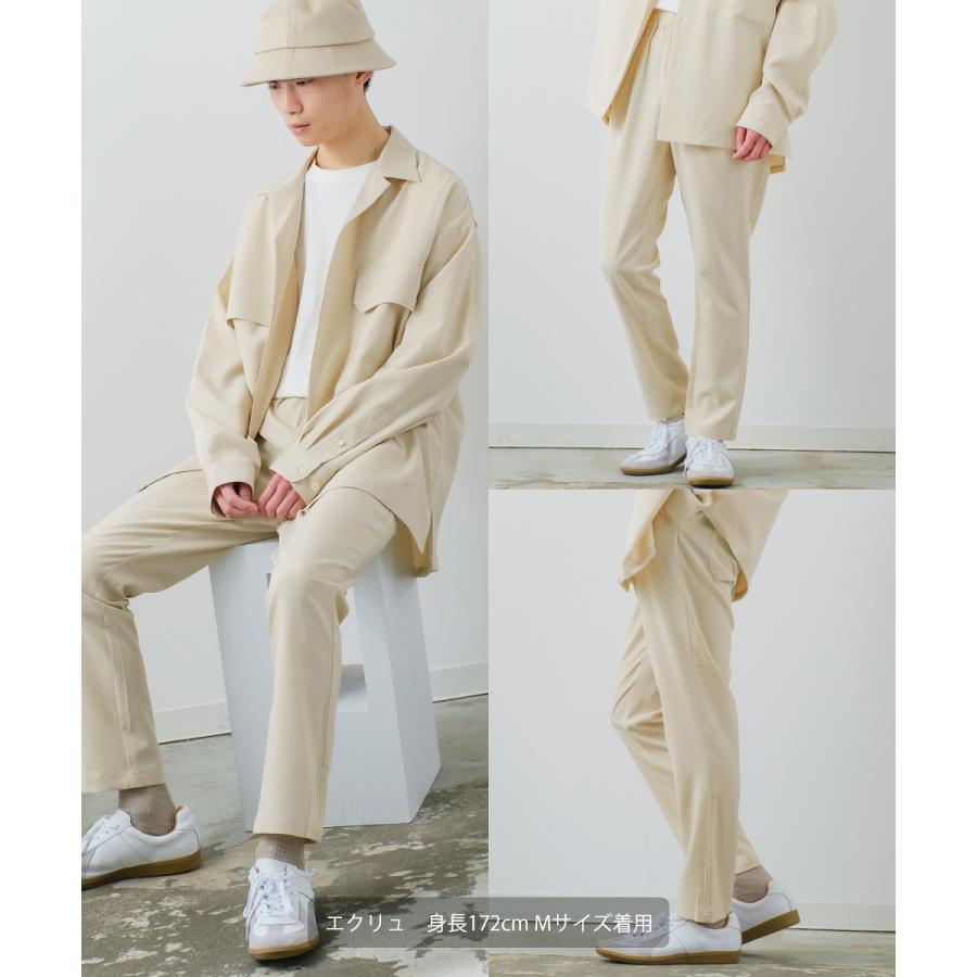 セットアップ メンズ ストレッチ CPOシャツ＆テーパードパンツ ルーズシルエット オーバーサイズ とろみ生地 ワイドシャツ オープンカラー タックパンツ | improves | 03
