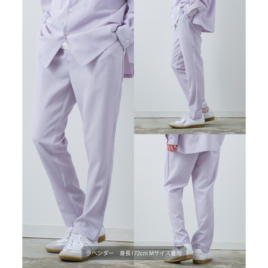 セットアップ メンズ ストレッチ CPOシャツ＆テーパードパンツ ルーズシルエット オーバーサイズ とろみ生地 ワイドシャツ オープンカラー タックパンツ | improves | 06