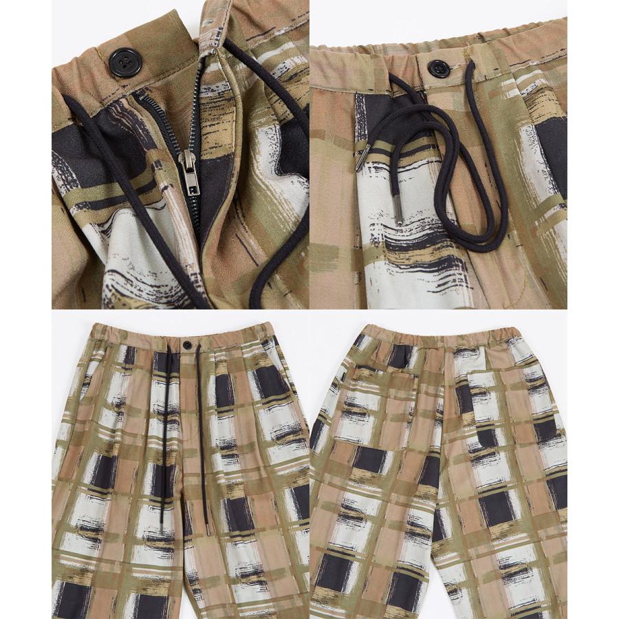 総柄 バルーンパンツ メンズ ラフィック アニマル柄 ワイドパンツ イージーパンツ ジョーゼット 総柄プリント とろみ素材 セットアップ対応 | improves | 18