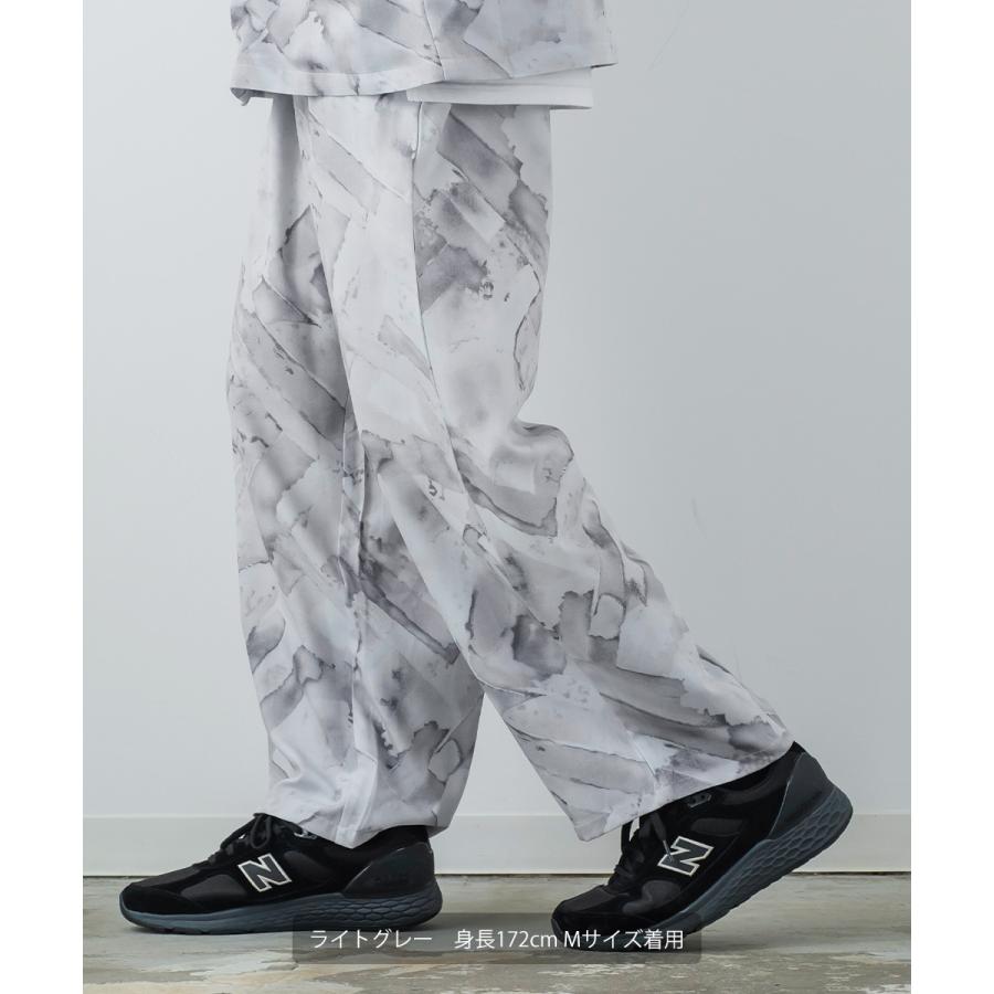 総柄 バルーンパンツ メンズ ラフィック アニマル柄 ワイドパンツ イージーパンツ ジョーゼット 総柄プリント とろみ素材 セットアップ対応 | improves | 06