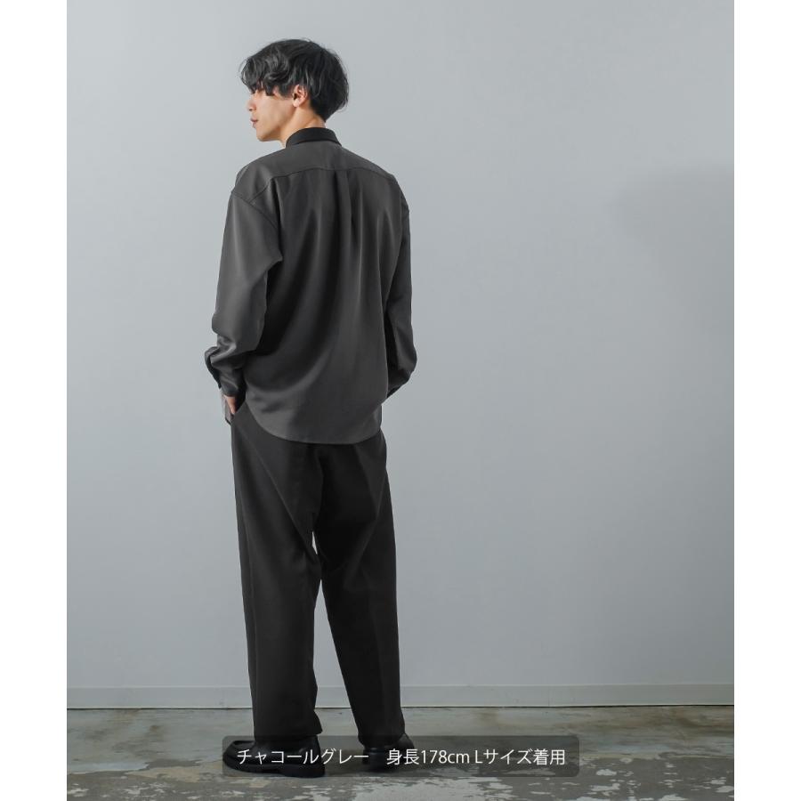 ナチュラルストレッチ カットプリーツ切替シャツ メンズ 長袖 オーバーシャツ レギュラーシャツ ゆったり きれいめ カジュアル モード 韓国ファッション | improves | 17