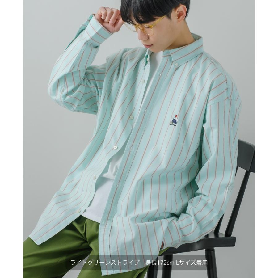 ワンポイント刺しゅう オックスシャツ メンズ 長袖 ストライプ ボタンダウン オーバーシャツ レギュラーシャツ きれいめ カジュアル モード 韓国ファッション |  | 19
