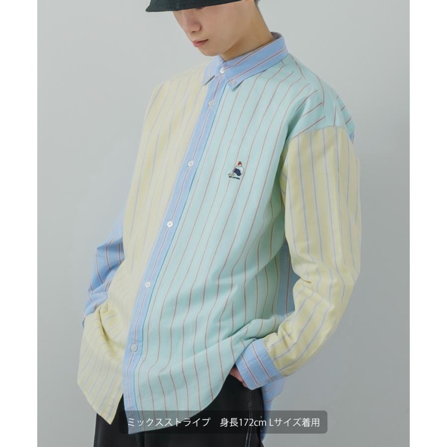 ワンポイント刺しゅう オックスシャツ メンズ 長袖 ストライプ ボタンダウン オーバーシャツ レギュラーシャツ きれいめ カジュアル モード 韓国ファッション |  | 21