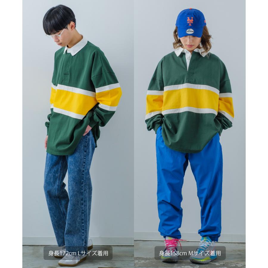 ラガーシャツ メンズ ヘビーウェイト 切替 ラインデザイン ポロシャツ 肉厚生地 オーバーサイズ ビッグシルエット 古着MIX ヴィンテージ風 | improves | 03