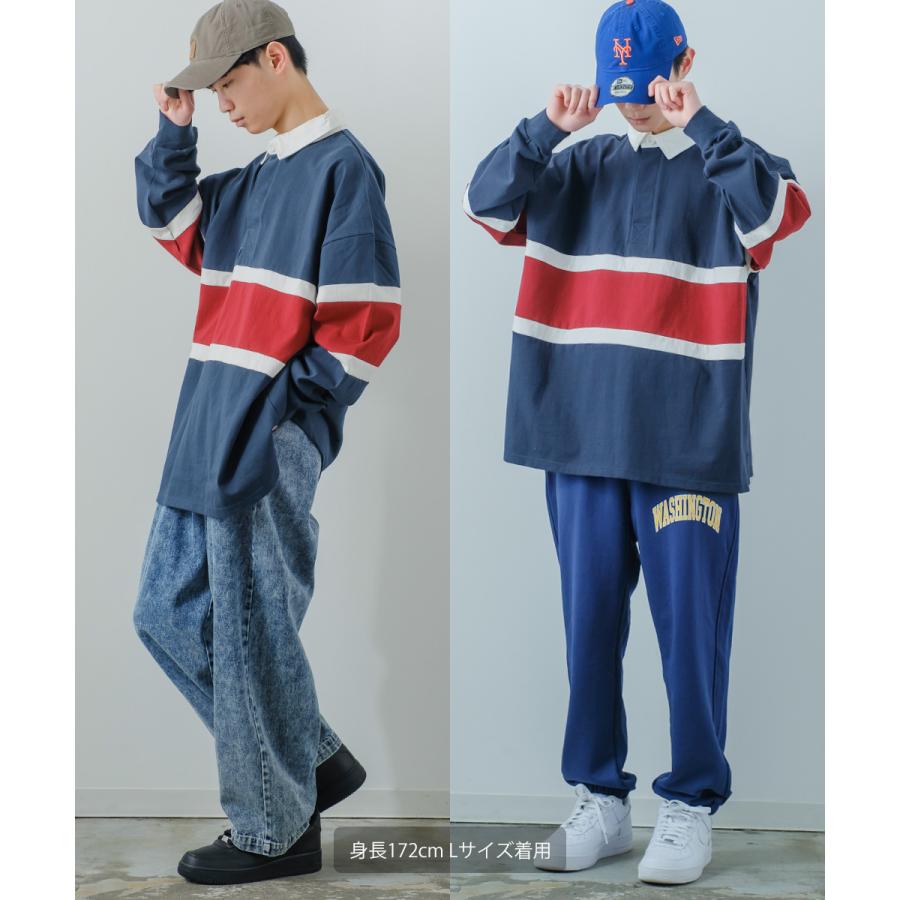 ラガーシャツ メンズ ヘビーウェイト 切替 ラインデザイン ポロシャツ 肉厚生地 オーバーサイズ ビッグシルエット 古着MIX ヴィンテージ風 | improves | 07