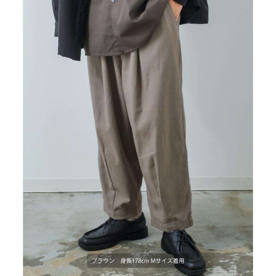 コットンリネン バルーンシルエット アンクルパンツ メンズ 綿麻混 ワイドパンツ イージーパンツ スラックス タックパンツ センタープレス ゆったり 大きい | improves | 14