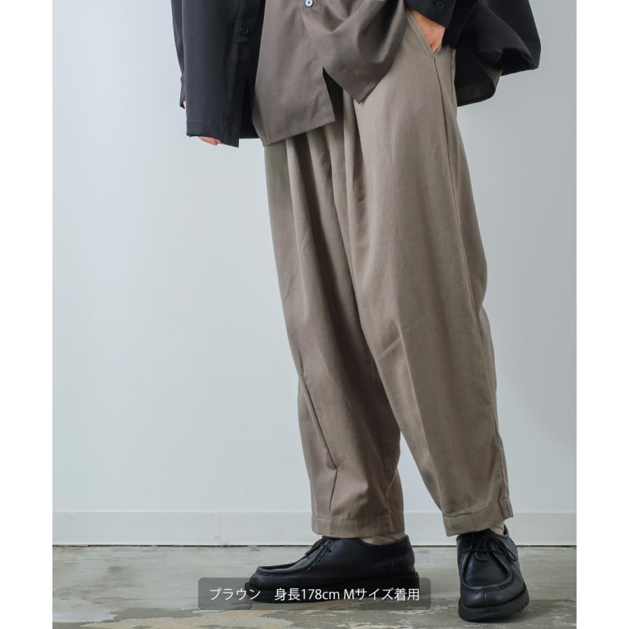 コットンリネン バルーンシルエット アンクルパンツ メンズ 綿麻混 ワイドパンツ イージーパンツ スラックス タックパンツ センタープレス ゆったり 大きい | improves | 15