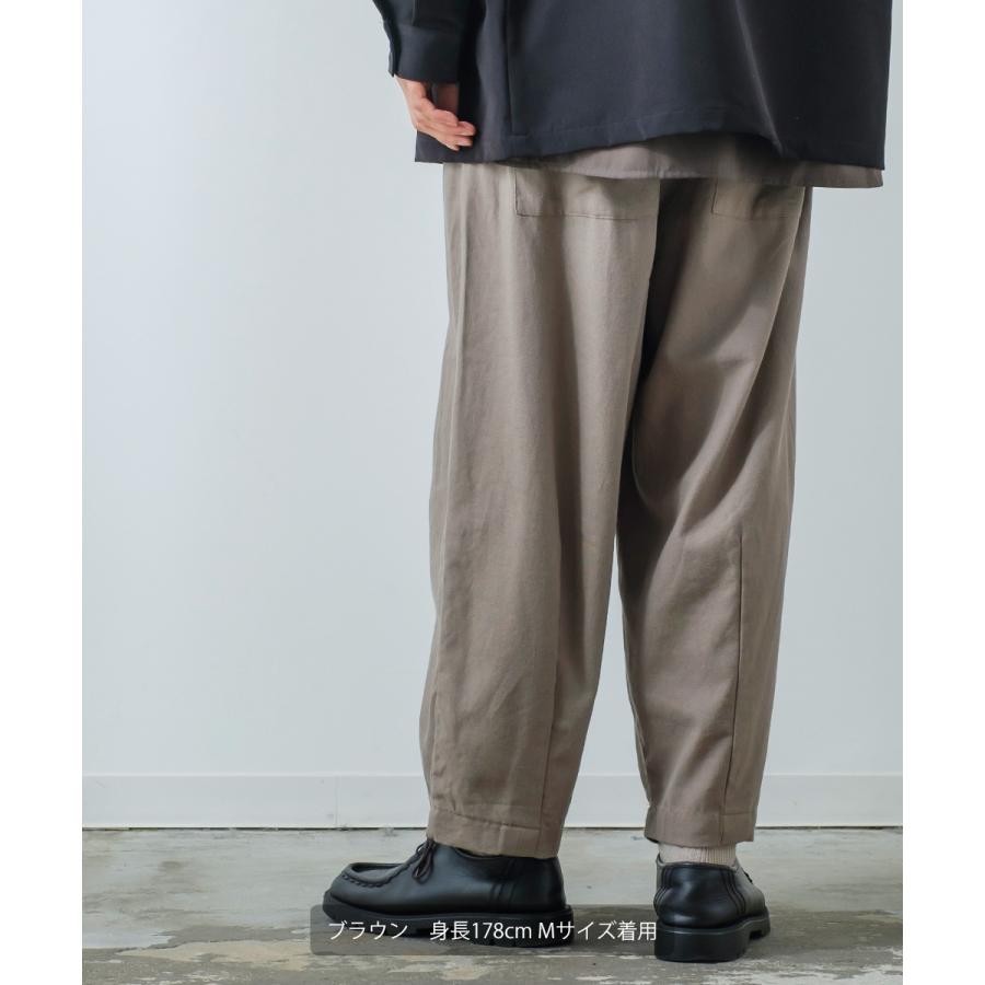 コットンリネン バルーンシルエット アンクルパンツ メンズ 綿麻混 ワイドパンツ イージーパンツ スラックス タックパンツ センタープレス ゆったり 大きい | improves | 17