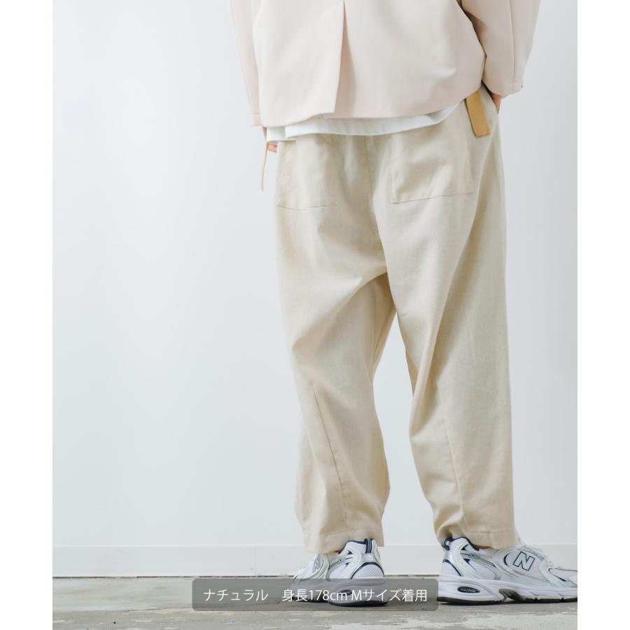 コットンリネン バルーンシルエット アンクルパンツ メンズ 綿麻混 ワイドパンツ イージーパンツ スラックス タックパンツ センタープレス ゆったり 大きい | improves | 02