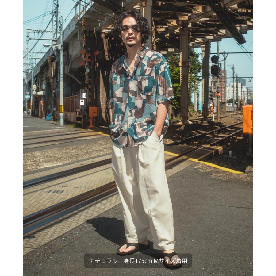 コットンリネン バルーンシルエット アンクルパンツ メンズ 綿麻混 ワイドパンツ イージーパンツ スラックス タックパンツ センタープレス ゆったり 大きい | improves | 04