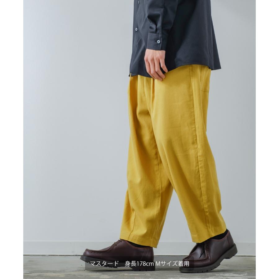 コットンリネン バルーンシルエット アンクルパンツ メンズ 綿麻混 ワイドパンツ イージーパンツ スラックス タックパンツ センタープレス ゆったり 大きい | improves | 07