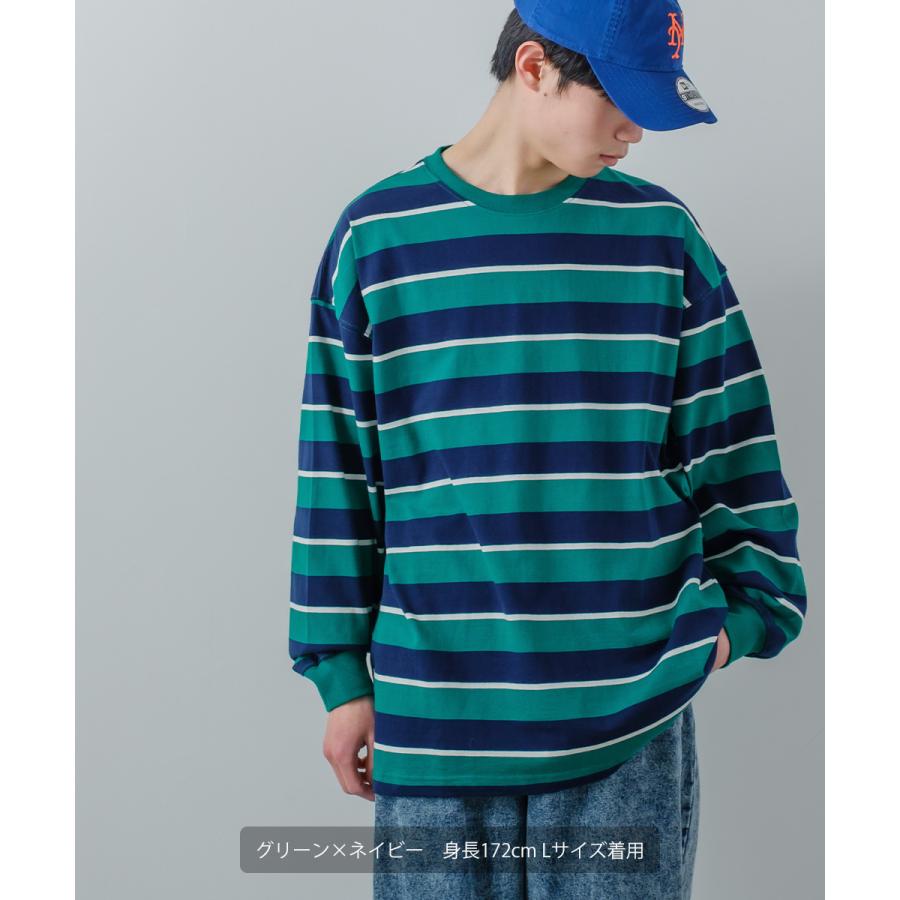 improves ロンT メンズ レトロチック ボーダー 長袖Tシャツ