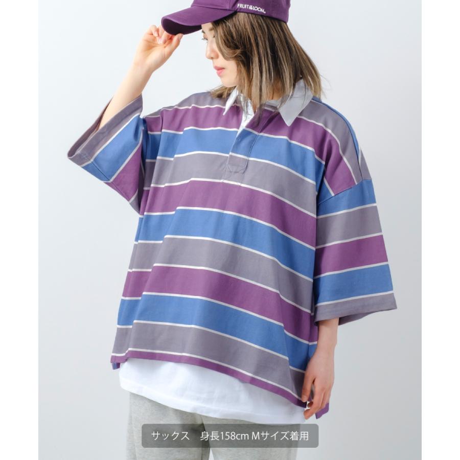 フィラ】 ラガーシャツ ビッグサイズ 太ボーダー 太アーム 厚手