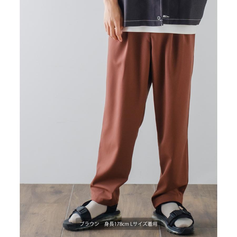 テーパードパンツ メンズ メロー 2タック ワイドパンツ ラグジュアリー スラックス とろみ 大きいサイズ ゆったり 韓国ファッション きれいめ カジュアル モード | improves | 01