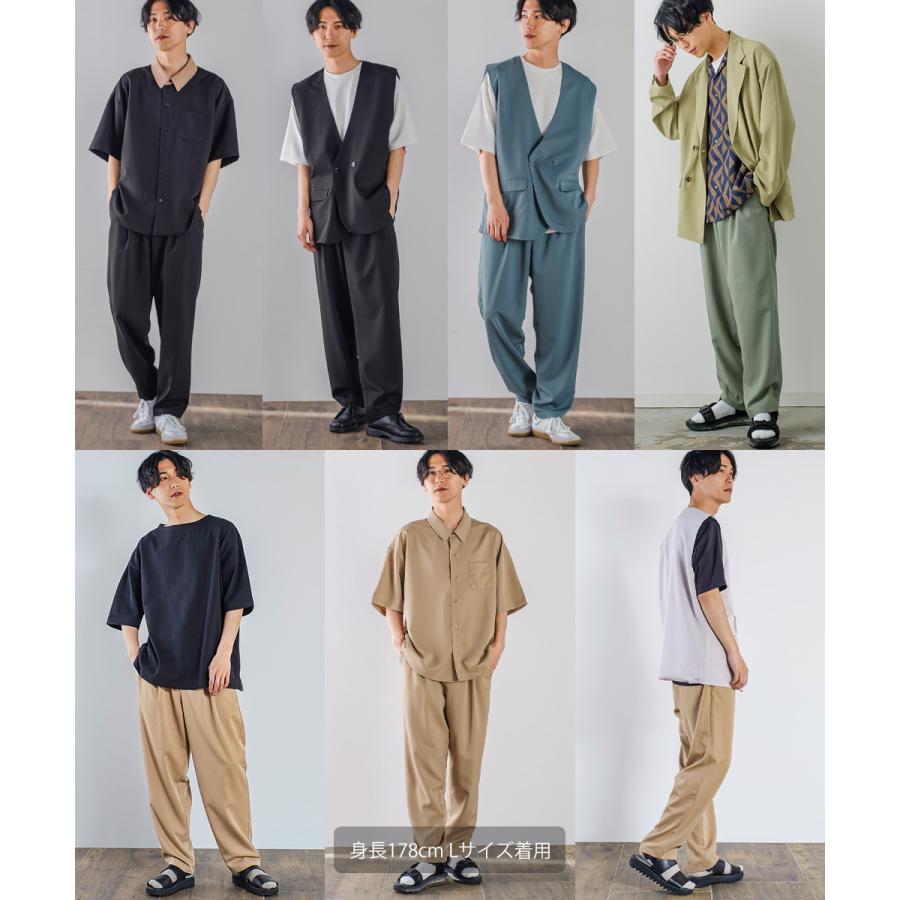 テーパードパンツ メンズ メロー 2タック ワイドパンツ ラグジュアリー スラックス とろみ 大きいサイズ ゆったり 韓国ファッション きれいめ カジュアル モード | improves | 17