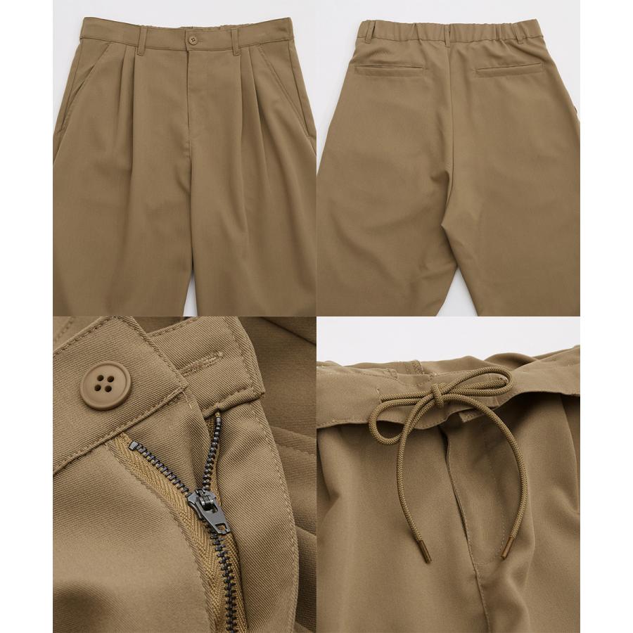 テーパードパンツ メンズ メロー 2タック ワイドパンツ ラグジュアリー スラックス とろみ 大きいサイズ ゆったり 韓国ファッション きれいめ カジュアル モード | improves | 18