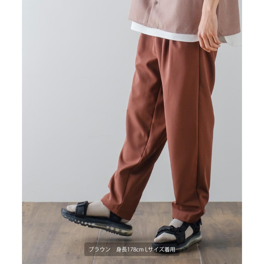 テーパードパンツ メンズ メロー 2タック ワイドパンツ ラグジュアリー スラックス とろみ 大きいサイズ ゆったり 韓国ファッション きれいめ カジュアル モード | improves | 02