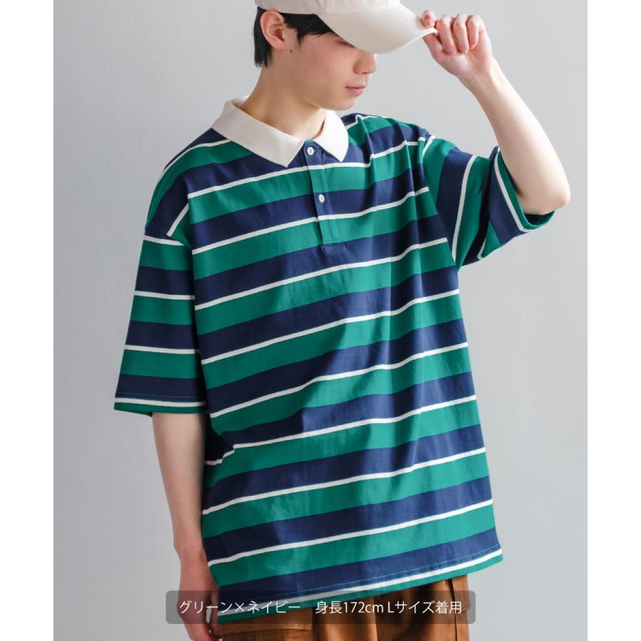 トリココムデギャルソン 半袖ポロシャツ 製品染め マルチカラー ボーダー トリココムデギャルソン 半袖ポロシャツ 製品染め マルチカラー