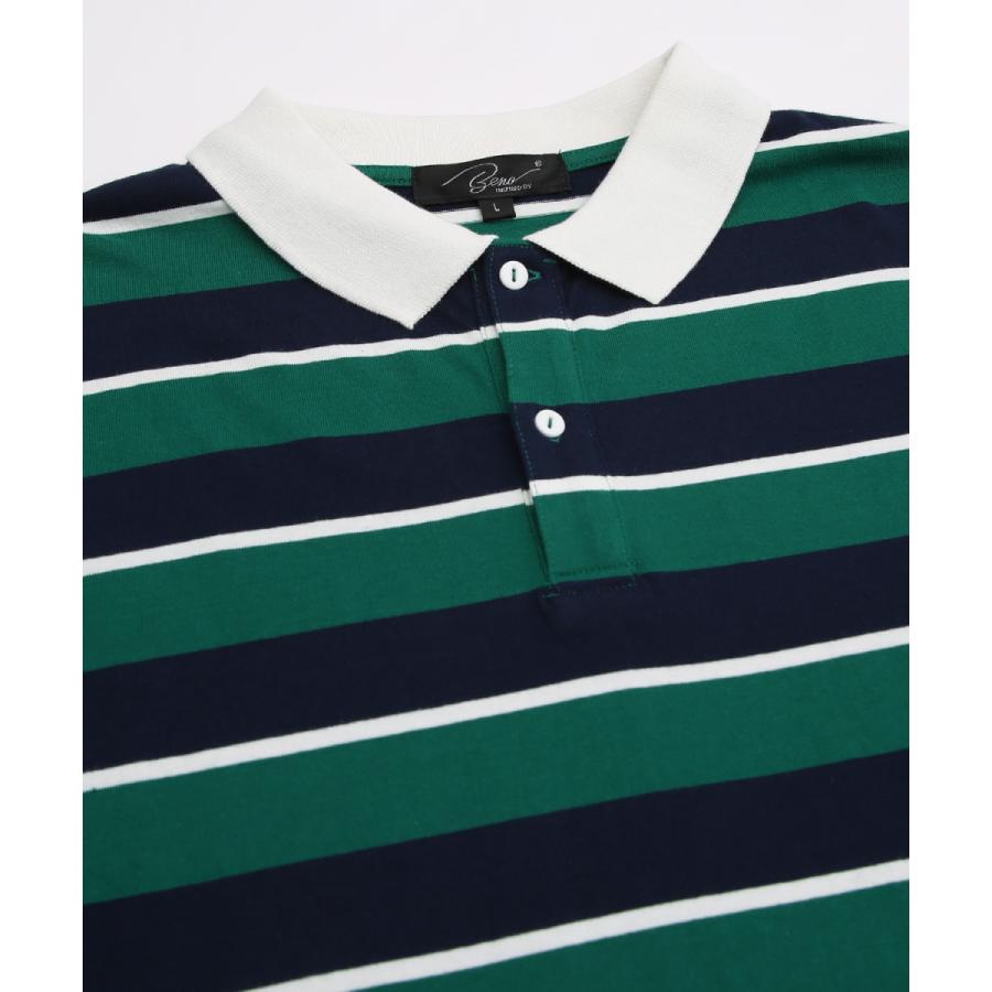 improves レトロチック ボーダー 半袖ポロシャツ メンズ マルチ