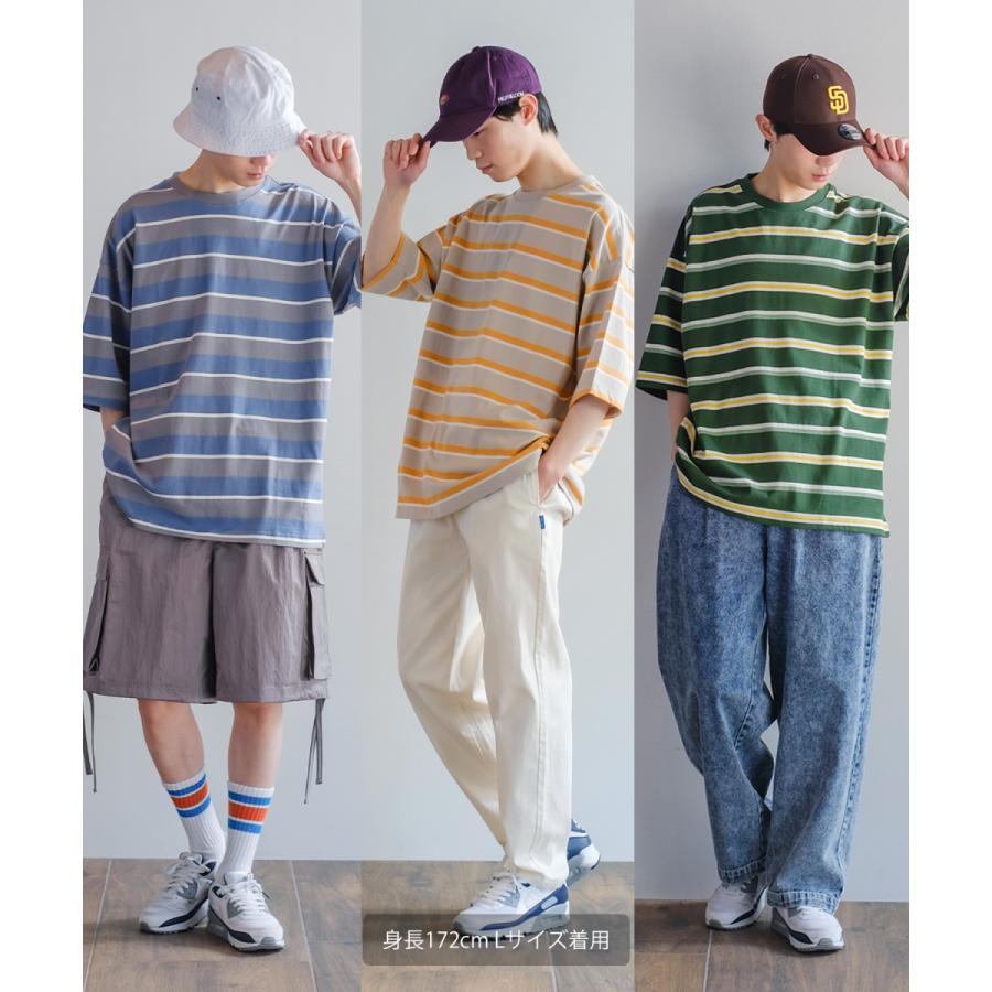 improves レトロチック ボーダー 半袖Tシャツ メンズ マルチ