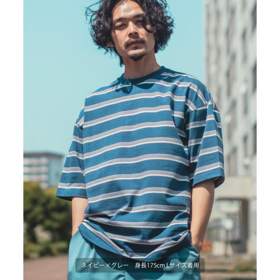 レトロチック ボーダー 半袖Tシャツ メンズ マルチボーダー ビッグ 