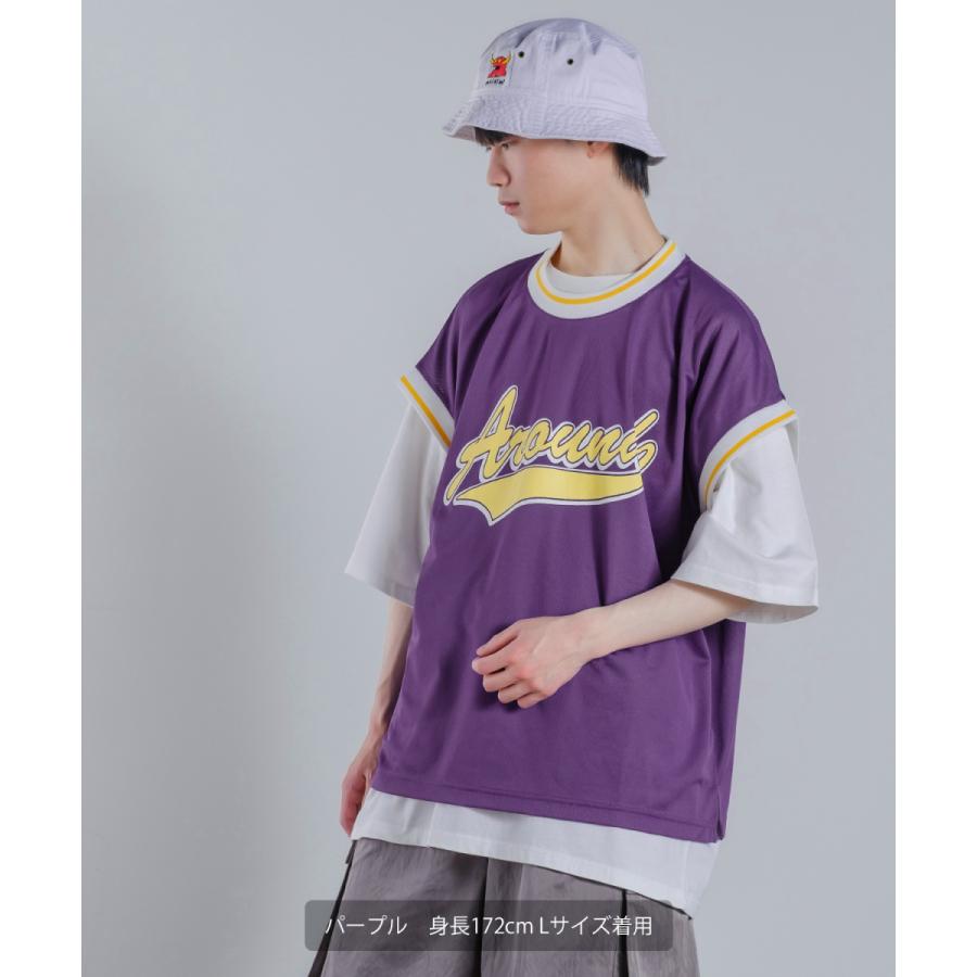 メッシュ プリント ベスト メンズ ノースリーブ スタジアム ロゴ ゲームシャツ ビッグシルエット オーバーサイズ 韓国ファッション | improves | 11