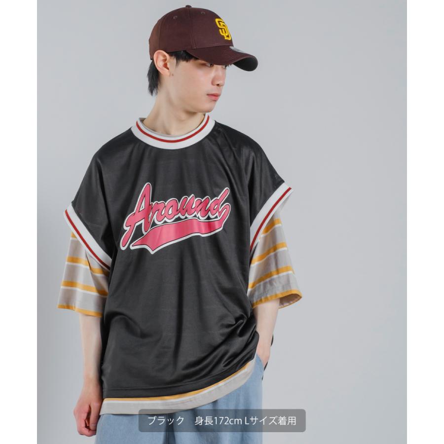 メッシュ プリント ベスト メンズ ノースリーブ スタジアム ロゴ ゲームシャツ ビッグシルエット オーバーサイズ 韓国ファッション | improves | 03