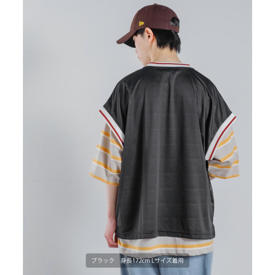 メッシュ プリント ベスト メンズ ノースリーブ スタジアム ロゴ ゲームシャツ ビッグシルエット オーバーサイズ 韓国ファッション | improves | 04