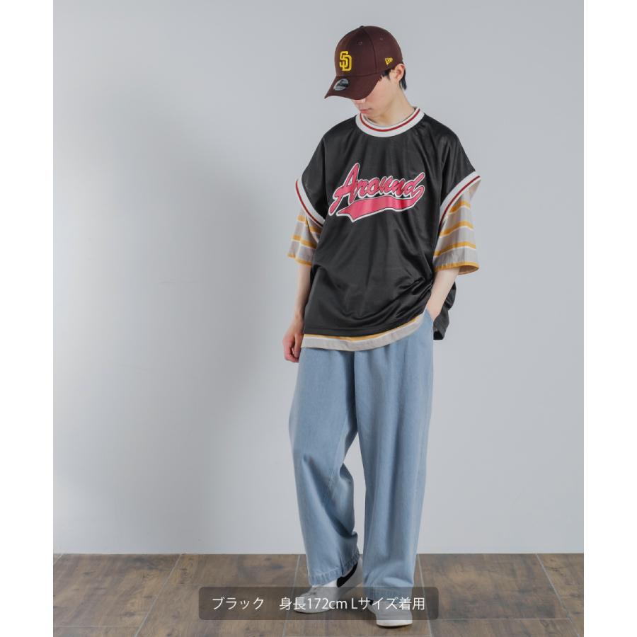 メッシュ プリント ベスト メンズ ノースリーブ スタジアム ロゴ ゲームシャツ ビッグシルエット オーバーサイズ 韓国ファッション | improves | 05