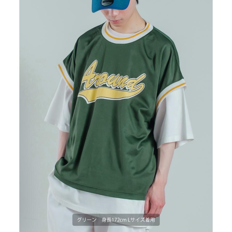 メッシュ プリント ベスト メンズ ノースリーブ スタジアム ロゴ ゲームシャツ ビッグシルエット オーバーサイズ 韓国ファッション | improves | 06