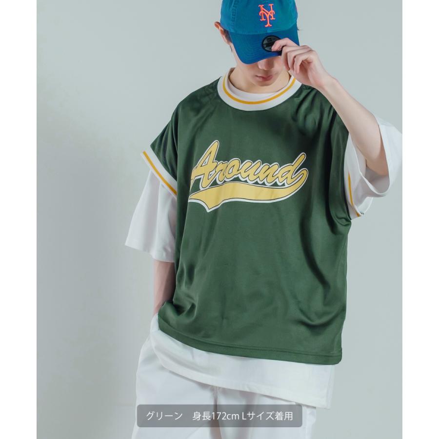 メッシュ プリント ベスト メンズ ノースリーブ スタジアム ロゴ ゲームシャツ ビッグシルエット オーバーサイズ 韓国ファッション | improves | 08