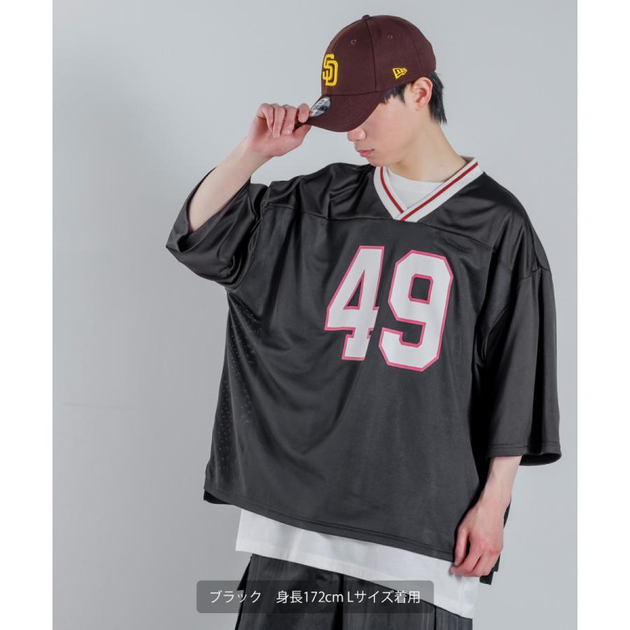 メッシュ ナンバリングプリント オーバーサイズ Tシャツ メンズ 切替 Vネック スタジアム ロゴ ゲームシャツ ビッグシルエット ビッグtシャツ 韓国 Improves インプローブス 通販 Yahoo ショッピング