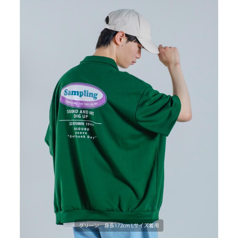 裏毛スウェット プリント 半袖 ジップポロシャツ メンズ ハーフジップ ロゴプリント ビッグシルエット ビッグTシャツ オーバーサイズ 大きいサイズ 韓国 | improves | 11