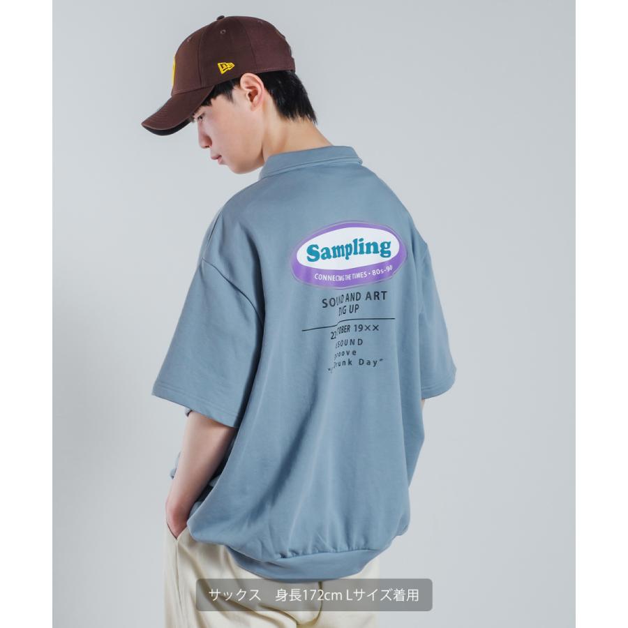 裏毛スウェット プリント 半袖 ジップポロシャツ メンズ ハーフジップ ロゴプリント ビッグシルエット ビッグTシャツ オーバーサイズ 大きいサイズ 韓国 | improves | 14