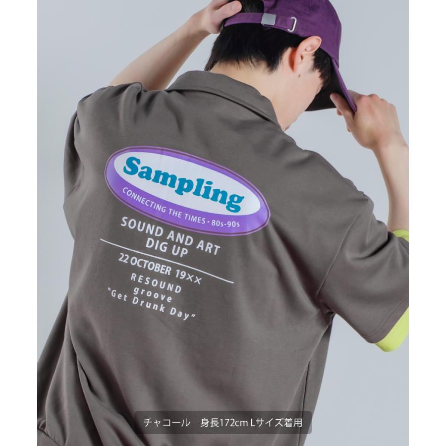 裏毛スウェット プリント 半袖 ジップポロシャツ メンズ ハーフジップ ロゴプリント ビッグシルエット ビッグTシャツ オーバーサイズ 大きいサイズ 韓国 | improves | 02