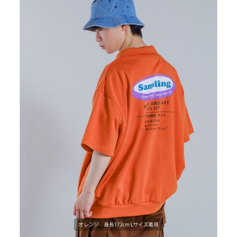 裏毛スウェット プリント 半袖 ジップポロシャツ メンズ ハーフジップ ロゴプリント ビッグシルエット ビッグTシャツ オーバーサイズ 大きいサイズ 韓国 | improves | 07