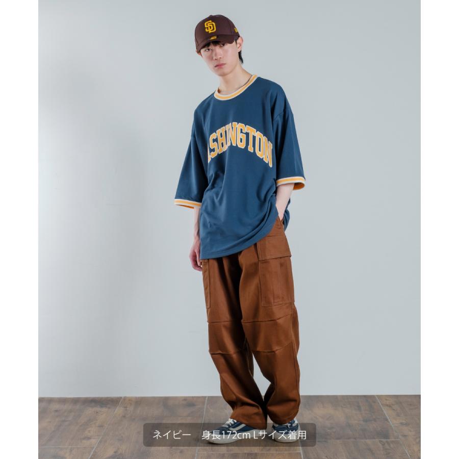 カレッジロゴ プリント 半袖 スウェットシャツ メンズ Tシャツ 半袖 裏毛 ラインリブ リンガー オーバーサイズ ビッグシルエット ゆったり 大きいサイズ 韓国 | improves | 11