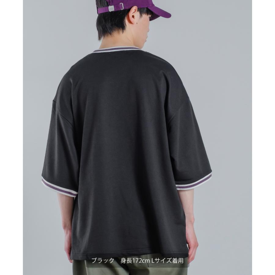 カレッジロゴ プリント 半袖 スウェットシャツ メンズ Tシャツ 半袖 裏毛 ラインリブ リンガー オーバーサイズ ビッグシルエット ゆったり 大きいサイズ 韓国 | improves | 16