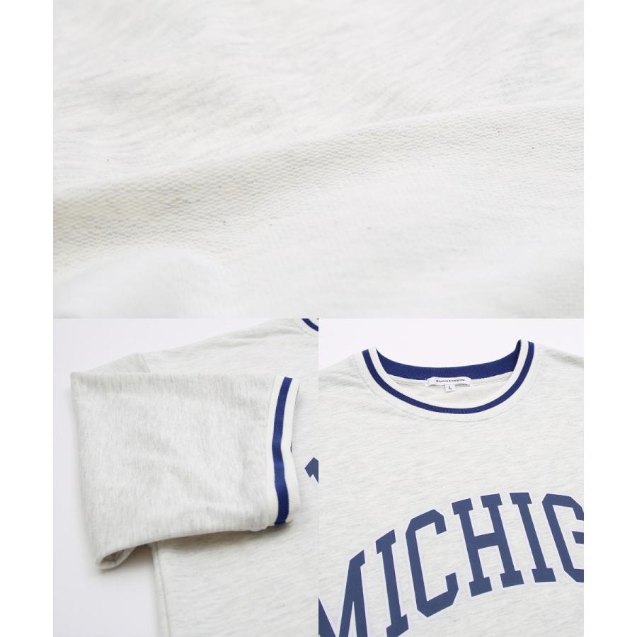 カレッジロゴ プリント 半袖 スウェットシャツ メンズ Tシャツ 半袖 裏毛 ラインリブ リンガー オーバーサイズ ビッグシルエット ゆったり 大きいサイズ 韓国 | improves | 18