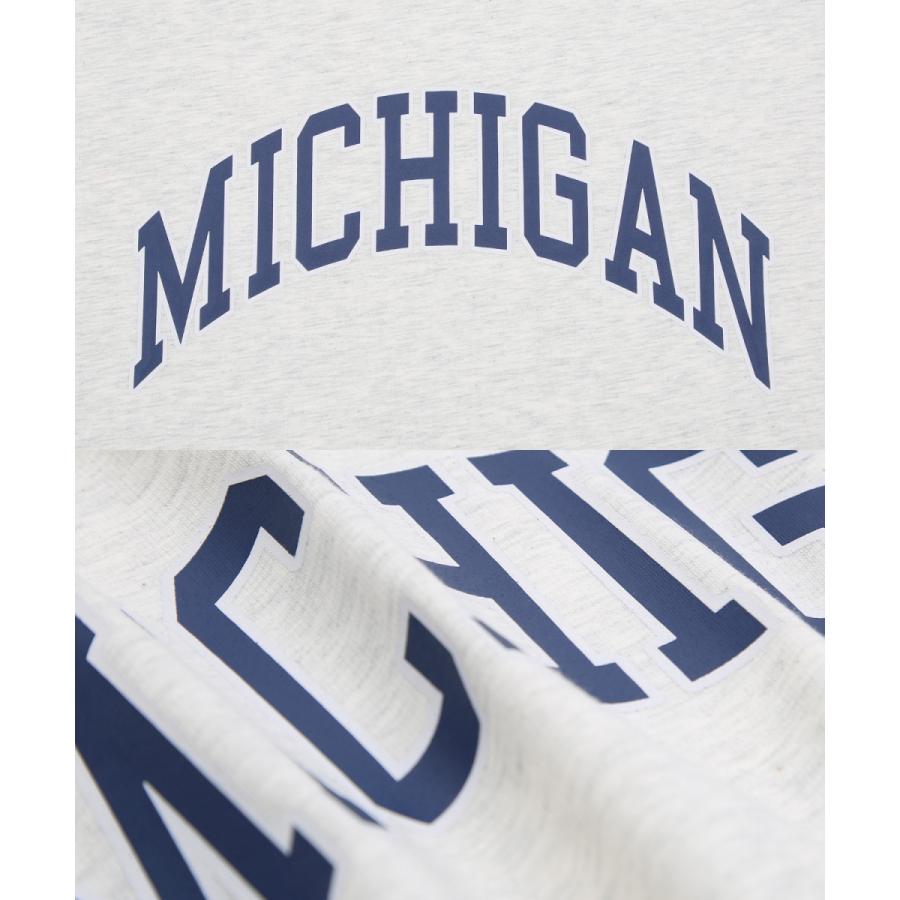 カレッジロゴ プリント 半袖 スウェットシャツ メンズ Tシャツ 半袖 裏毛 ラインリブ リンガー オーバーサイズ ビッグシルエット ゆったり 大きいサイズ 韓国 | improves | 19