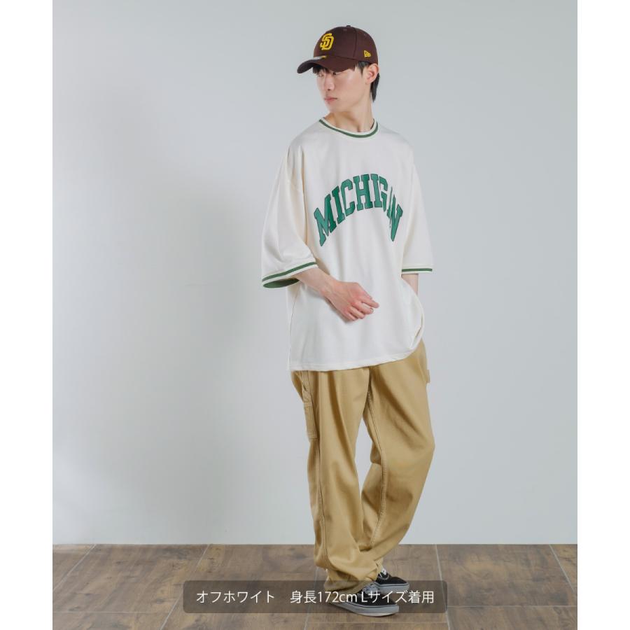 カレッジロゴ プリント 半袖 スウェットシャツ メンズ Tシャツ 半袖 裏毛 ラインリブ リンガー オーバーサイズ ビッグシルエット ゆったり 大きいサイズ 韓国 | improves | 03