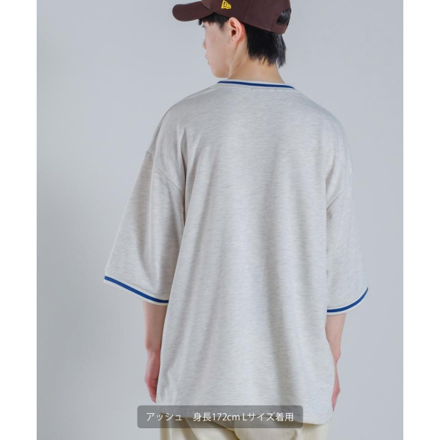 カレッジロゴ プリント 半袖 スウェットシャツ メンズ Tシャツ 半袖 裏毛 ラインリブ リンガー オーバーサイズ ビッグシルエット ゆったり 大きいサイズ 韓国 | improves | 05