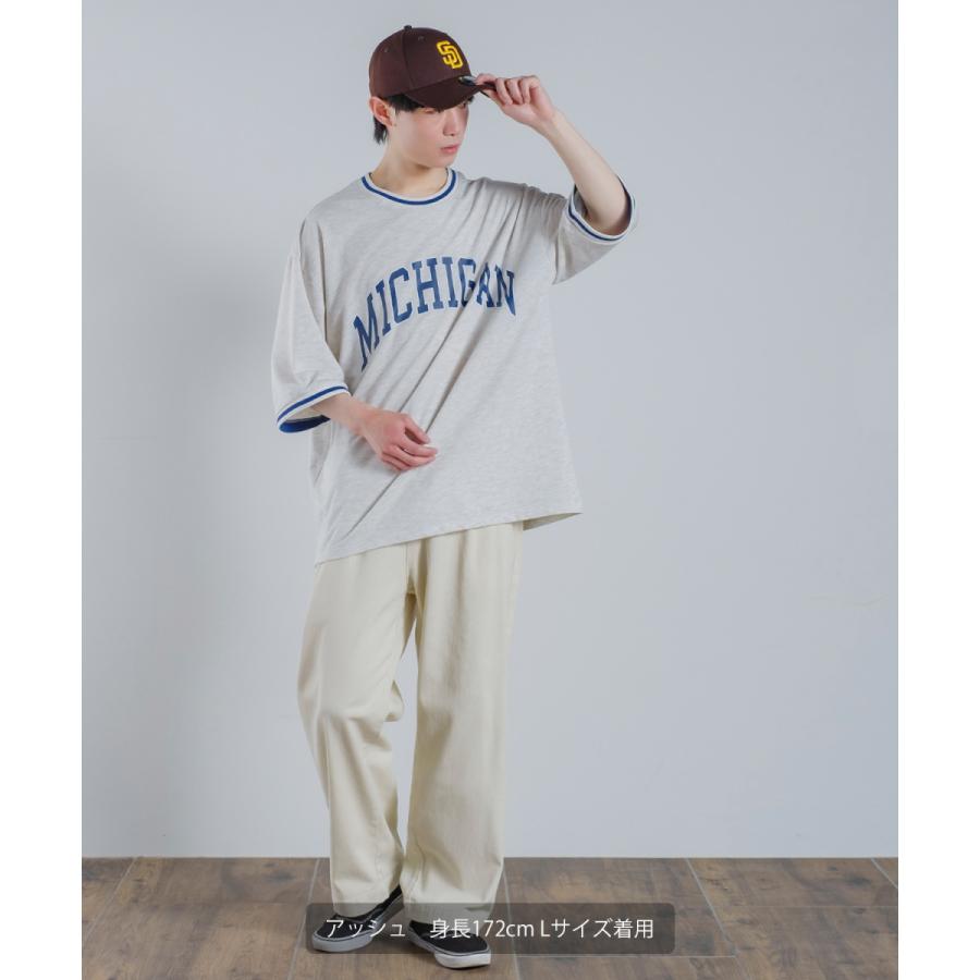 カレッジロゴ プリント 半袖 スウェットシャツ メンズ Tシャツ 半袖 裏毛 ラインリブ リンガー オーバーサイズ ビッグシルエット ゆったり 大きいサイズ 韓国 | improves | 06