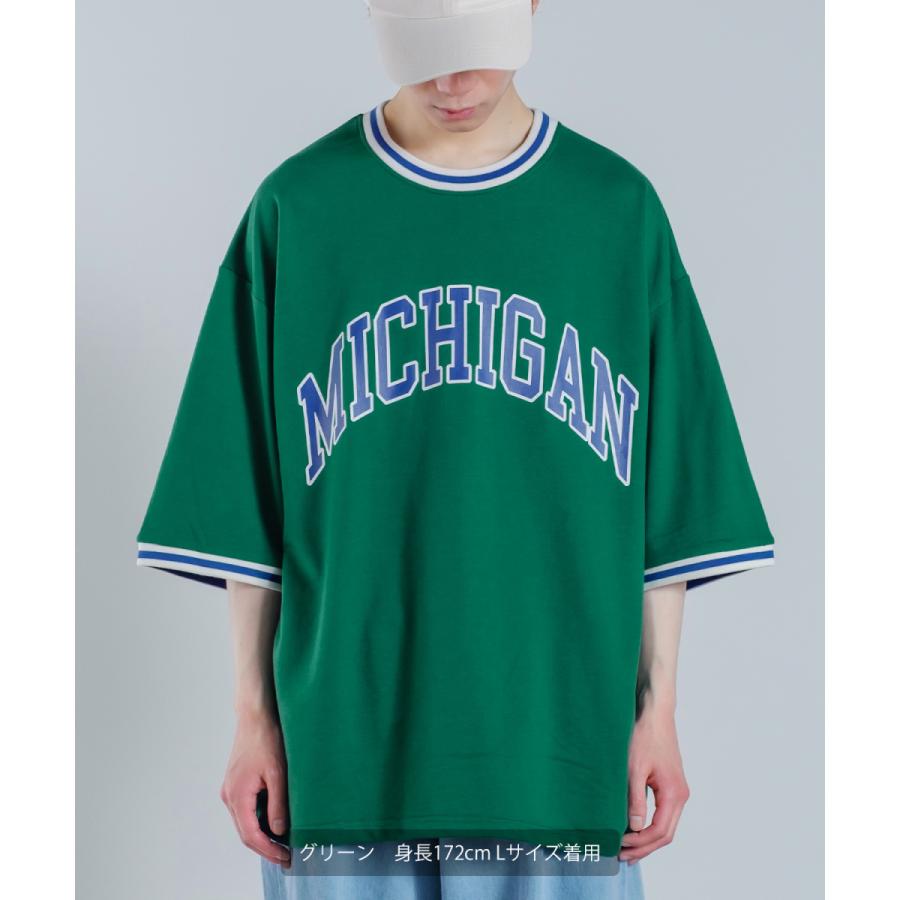 カレッジロゴ プリント 半袖 スウェットシャツ メンズ Tシャツ 半袖 裏毛 ラインリブ リンガー オーバーサイズ ビッグシルエット ゆったり 大きいサイズ 韓国 | improves | 07