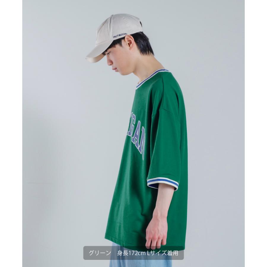 カレッジロゴ プリント 半袖 スウェットシャツ メンズ Tシャツ 半袖 裏毛 ラインリブ リンガー オーバーサイズ ビッグシルエット ゆったり 大きいサイズ 韓国 | improves | 08