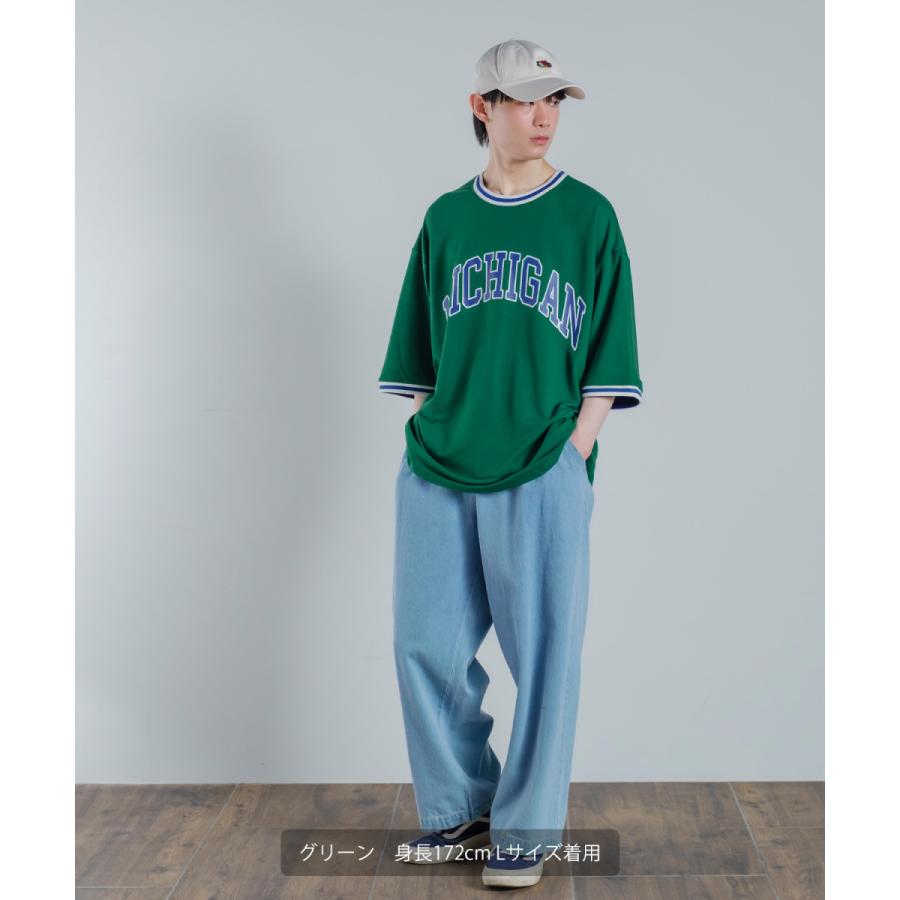 カレッジロゴ プリント 半袖 スウェットシャツ メンズ Tシャツ 半袖 裏毛 ラインリブ リンガー オーバーサイズ ビッグシルエット ゆったり 大きいサイズ 韓国 | improves | 09