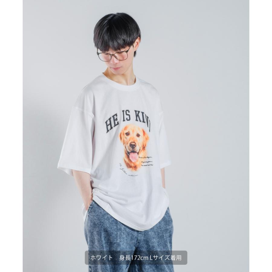 アニマルプリント Tシャツ メンズ 半袖 犬猫 ドッグ キャット ロゴ ビッグシルエット オーバーサイズ カットソー 古着ミックス ストリート 韓国｜improves｜02