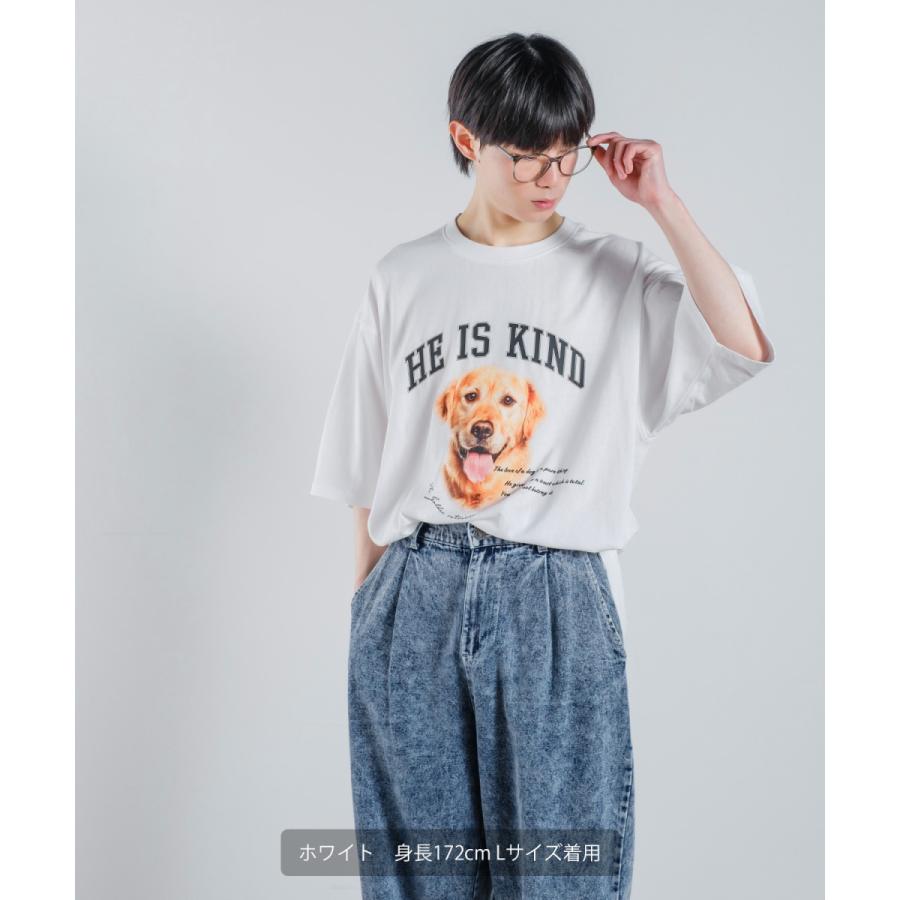 アニマルプリント Tシャツ メンズ 半袖 犬猫 ドッグ キャット ロゴ ビッグシルエット オーバーサイズ カットソー 古着ミックス ストリート 韓国｜improves｜03